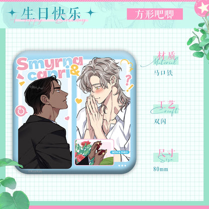 [CH] Smyrna and Capri "Happy Birthday to Seth" Square Can Badge