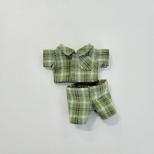 10cm Doll Vintage Check Pajama Set