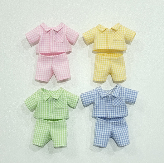 10cm Doll Pastel Check Pajama Set