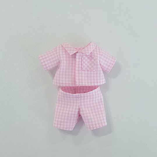 10cm Doll Pastel Check Pajama Set