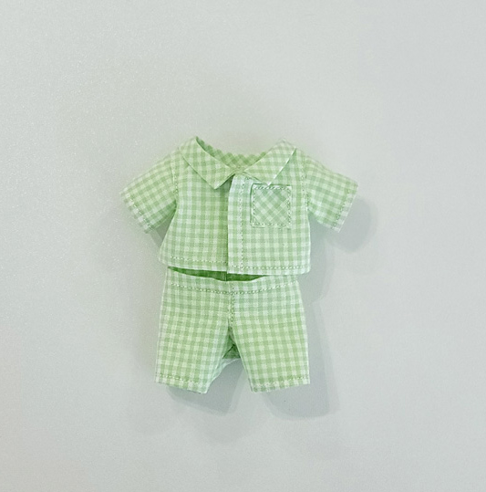 10cm Doll Pastel Check Pajama Set