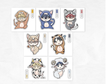 One-Room TA Animal Pajamas Sticker Set (7 piece)