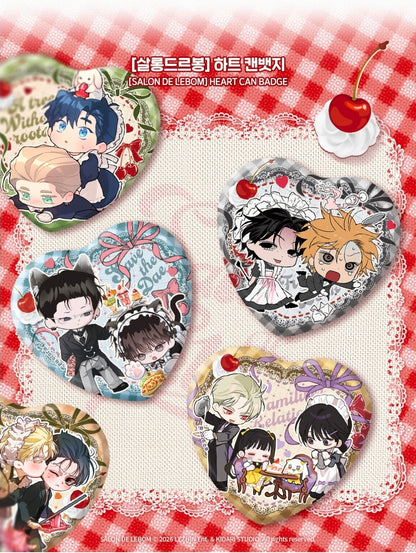 [Regular/Pre-order] Salon de Lebom: Between Aprons & Gloves Heart Can Badge