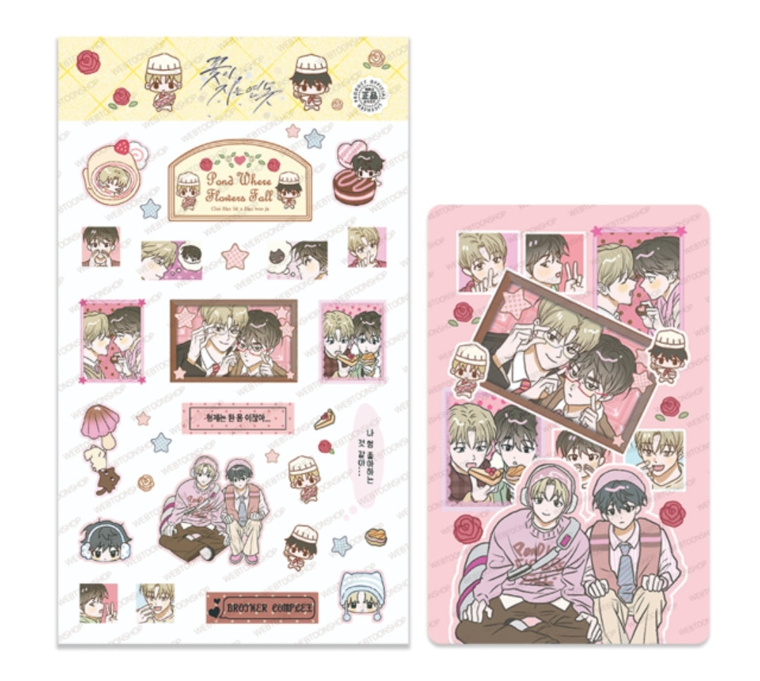 Pond Where Flowers Fall Decorative Sticker + Photo Card Set