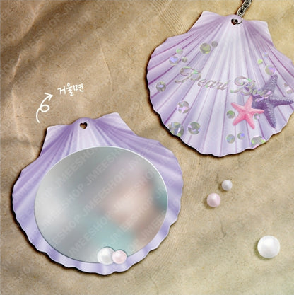 Pearl Boy Shell Mirror Keyring Package