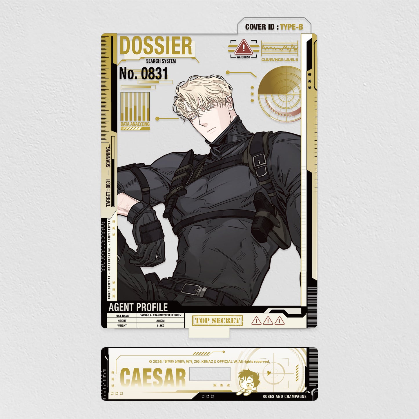 Rose and Champagne Caesar Dress-Up Acrylic Stand