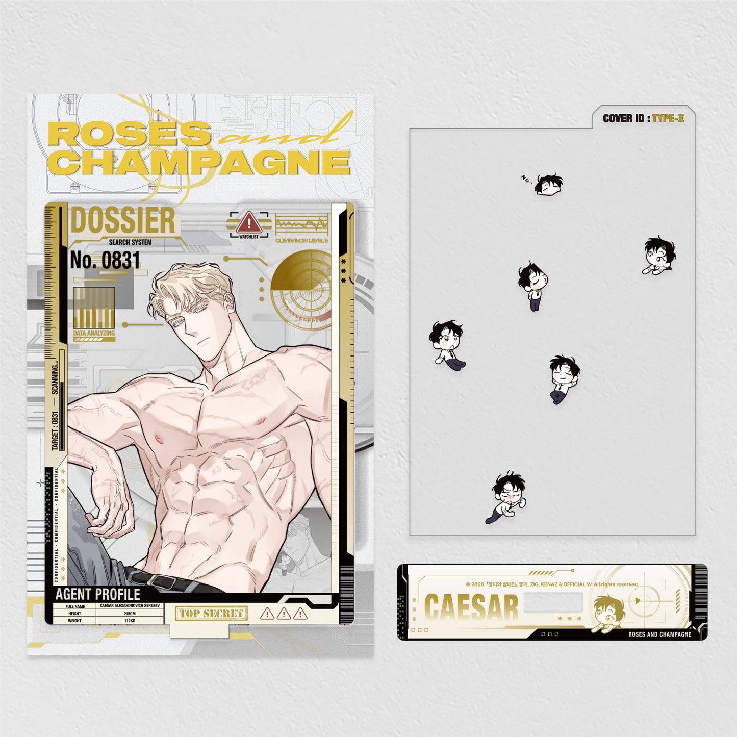 Rose and Champagne Caesar Dress-Up Acrylic Stand