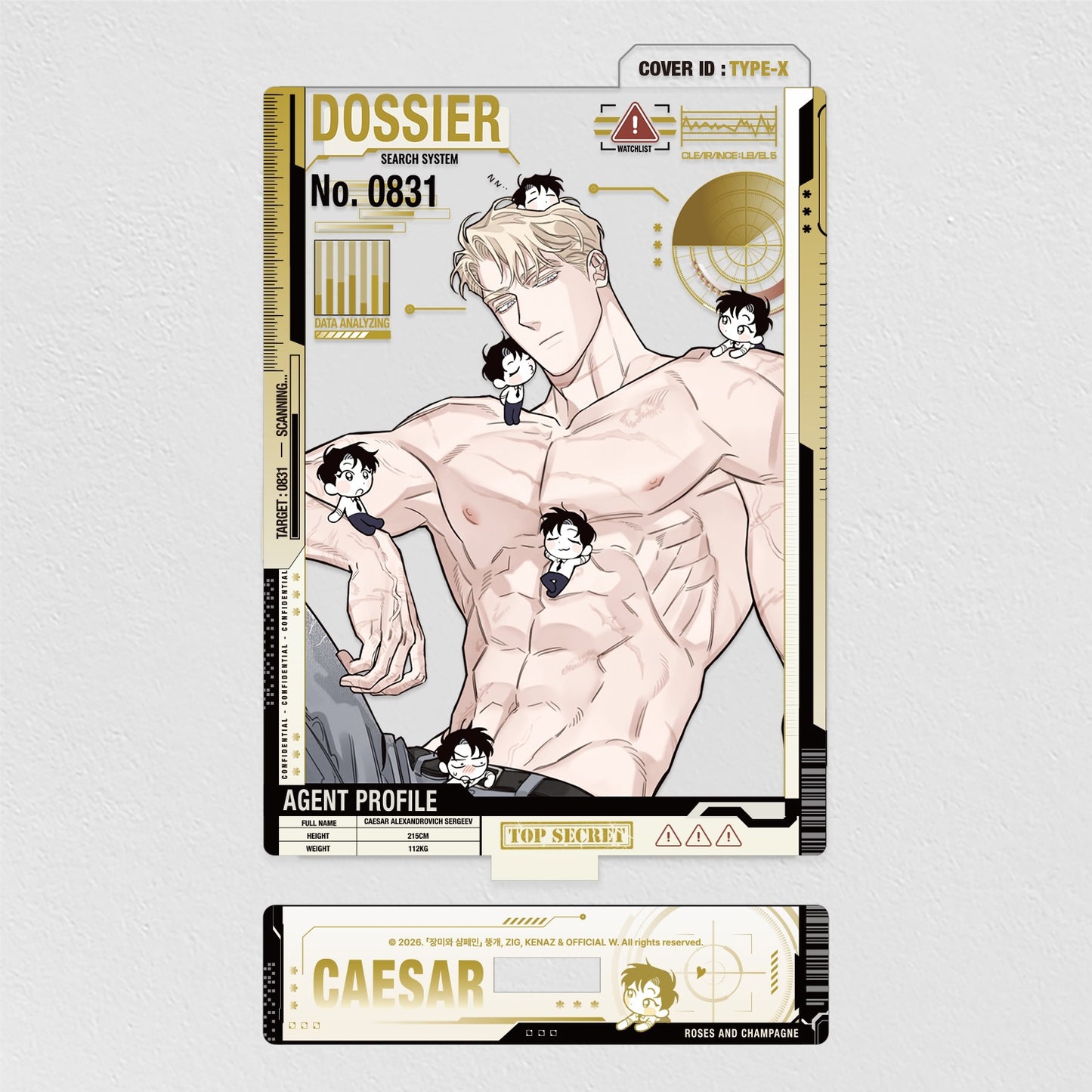 Rose and Champagne Caesar Dress-Up Acrylic Stand